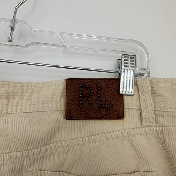 Vtg 90s Ralph Lauren Sport Womens 14 Cream Cords Corduroy Straight Leg Pants - Picture 6 of 7